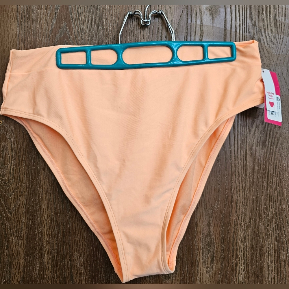 Women's Xhilaration high leg high waist bikini coral bottom, XL